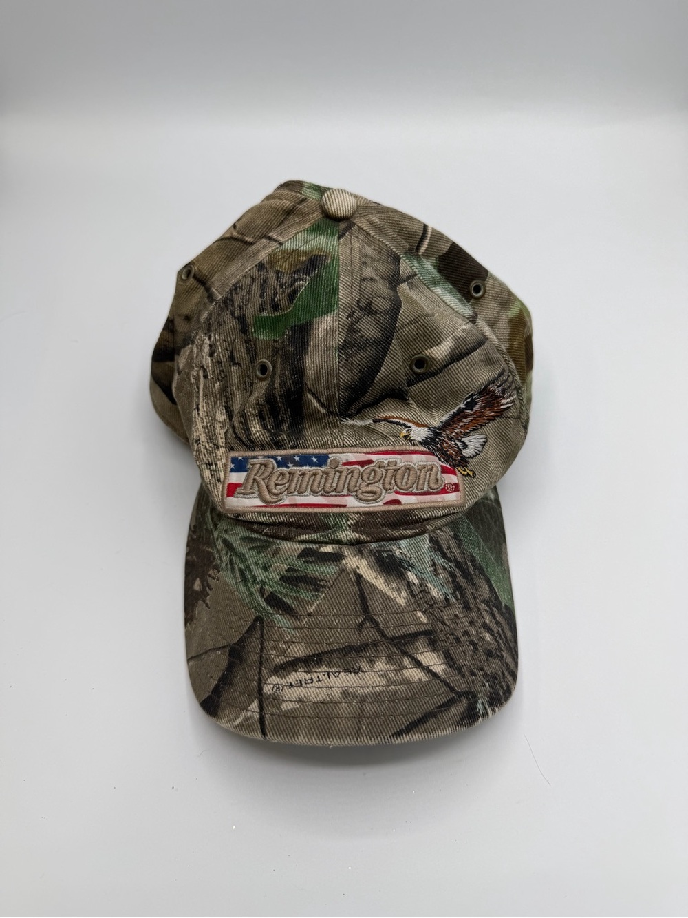 Remington Camo Baseball Hat with American Flag Patch